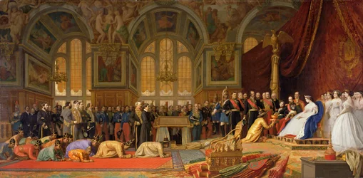 A receção dos embaixadores siameses pelo imperador Napoleão III (1808-73) no palácio de Fontainebleau, 27 de junho de 1861
